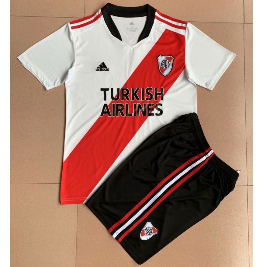 Kids 2021/22 River Plate Home Soccer Kits Shirt with Shorts